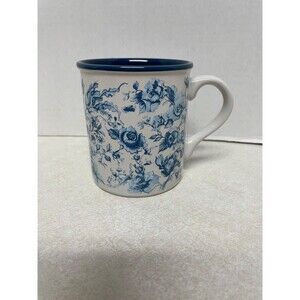 Vintage 1988 Potpourri Press 8 Oz White Blue Floral Mug  Made In Korea